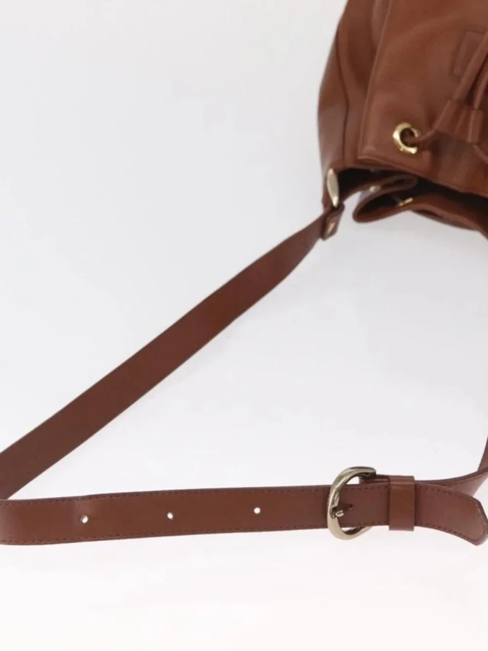 Burberrys Purse Shoulder Bag Leather Brown Gold Auth - Picture 9 of 15